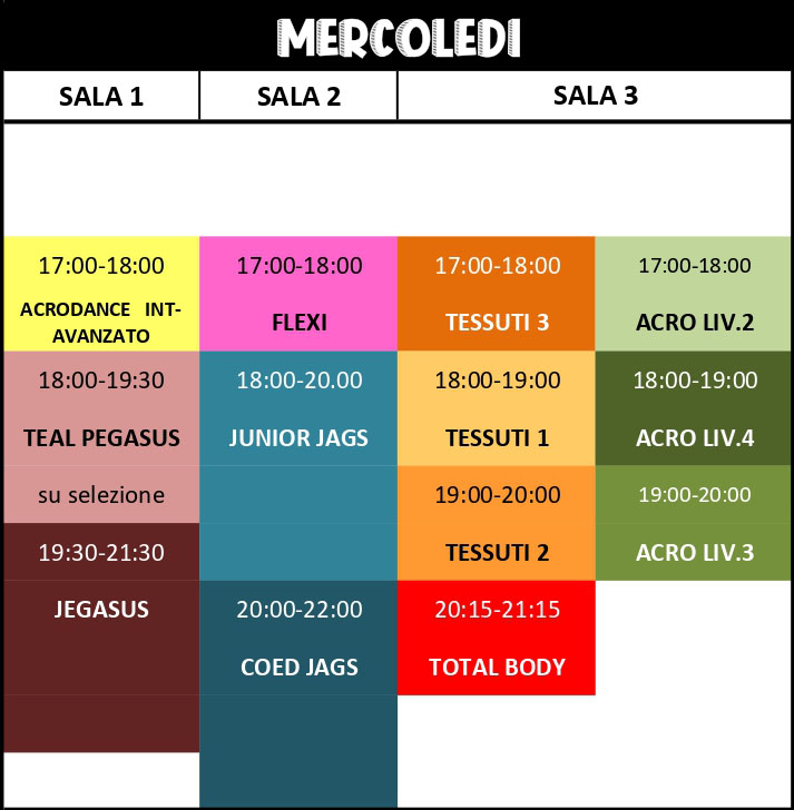 Orario Mercoledì 2026/27 — Intensity Elite