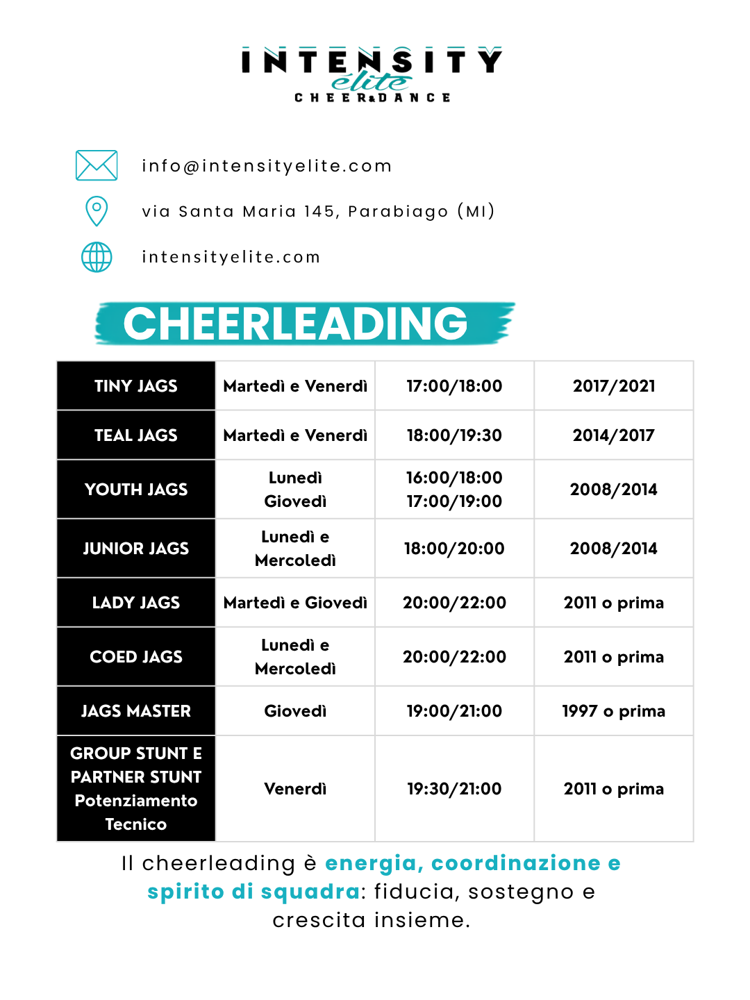 Orari Cheerleading