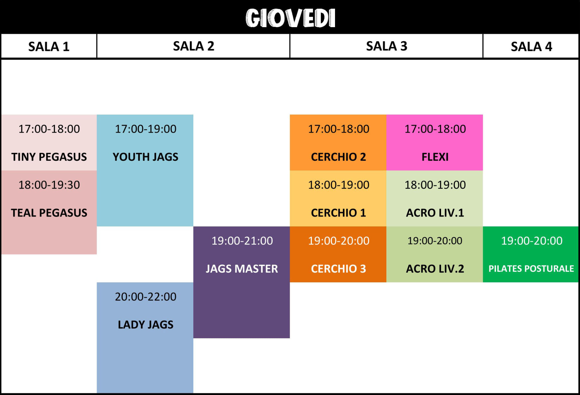 Orario Giovedì 2026/27 — Intensity Elite