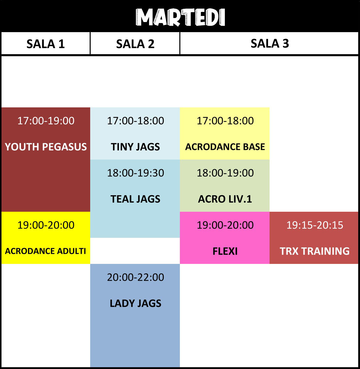 Orario Martedì 2026/27 — Intensity Elite