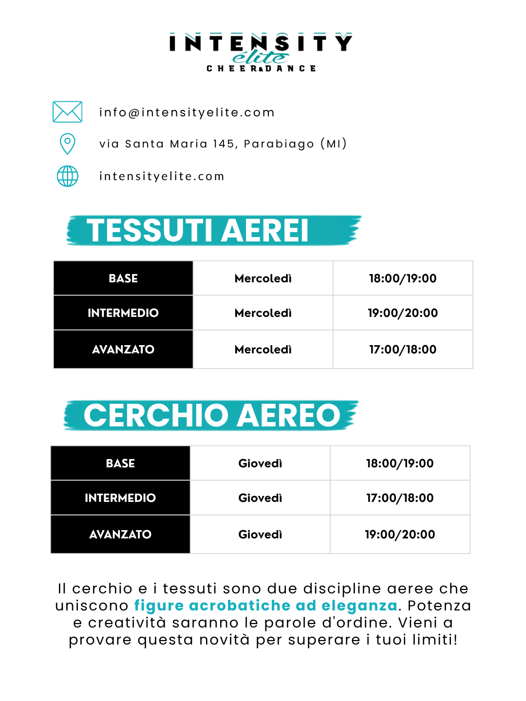 Orari Cerchio e tessuti